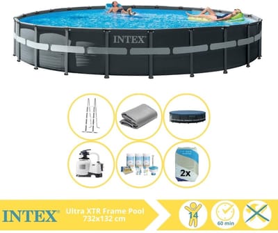 Intex Ultra XTR Frame Zwembad - Opzetzwembad - 732x132 cm - Inclusief Onderhoudspakket en Filterzand