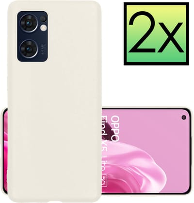 Hoesje - 2 Stuks - Geschikt voor OPPO Find X5 Lite - Sterk & Shockproof - Case Siliconen - Back Cover - Telefoon Hoes - Wit