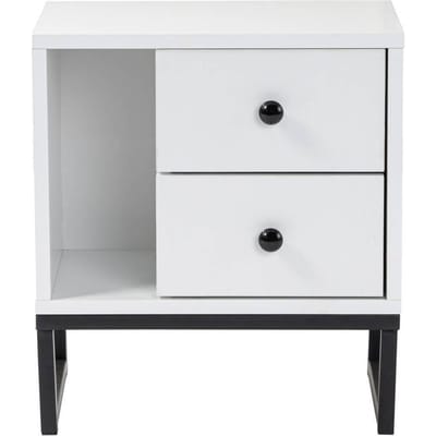 Asir - Nachttisch - 45,2 x 29,5 x 50 cm - Wit & Zwart