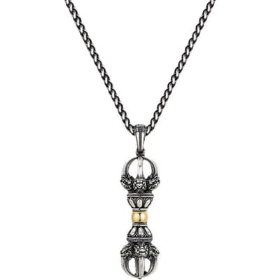 Collier Pilon Vajra Vintage Hommes Tendance High Street Design de Niche Sens de la Mode Boîte Gawu Pendentif Roue à Prières
