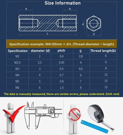 Dailygoods - Vrouwelijke Hex Spacer Standoff - Messing Hex Standoffs - Goud - M4x8mm - Bevestigingsmiddelen voor Elektronica - 40 stuks