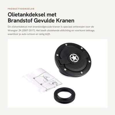 Dailygoods- Olietankdeksel met uitstekende afdichting - Tankdeksel - Brandstofdeksel - Aluminiumlegering - Geschikt voor Wrangler JK 2007-2017 - Luxe sterrenpatroon