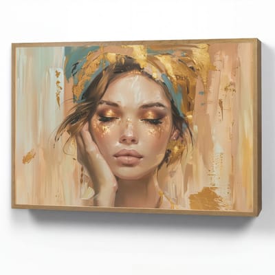 Wandlamp 90x60 cm - Oplaadbaar - Vrouwen - Portret - Luxe - Goud - Wandlampen binnen woonkamer - Slaapkamer lamp - Decoratieve nachtlamp - Vloerlamp draadloos