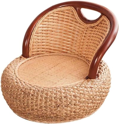 Rotan Vloerstoel - Meditatie Stoel - Ontspannen Zitten - Ergonomische Rugsteun - 47 cm Breed - Natuurlijk