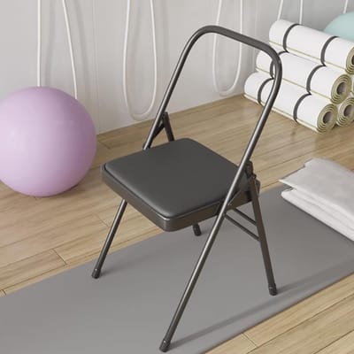 Vouwbare Yogastoel voor Extra Comfort, Ideaal voor Iyengar Yoga, Draagbaar en Stevig, Wit en Roze 31,5 Inch * 18,5 Inch * 17,3 Inch