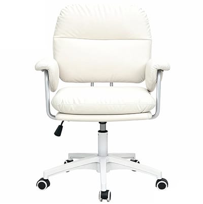 Bureau stoel Stoel Armleuning stoel Relaxfauteuil Make-up stoel Geschikt voor kantoor Studie Kamer Woonkamer 65 x 64 x 88-98 cm Wit Kunstleer