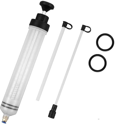 GELLDG Olieaanzuigspuit - 500 ml - Handmatige vloeistofpompspuit - Oliepomp met twee slangen - Geschikt voor het aanzuigen en overpompen van diverse oliën, remvloeistof, koelvloeistof en versnellingsbakolie.