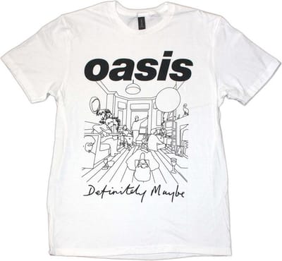 Oasis - Definitely Maybe Line Drawing Heren T-shirt - S - Wit
