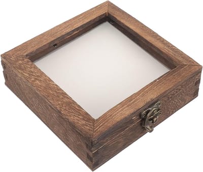 Set van glazen insectenmonsters met houten frame, opslagdoos voor insecten, vitrinekast voor vlinders en mineralen, 15 x 15 cm
