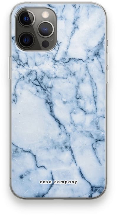 Case Company® - Hoesje geschikt voor iPhone 12 Pro Max hoesje - Blauw marmer - Soft Cover Telefoonhoesje - Bescherming aan alle Kanten en Schermrand