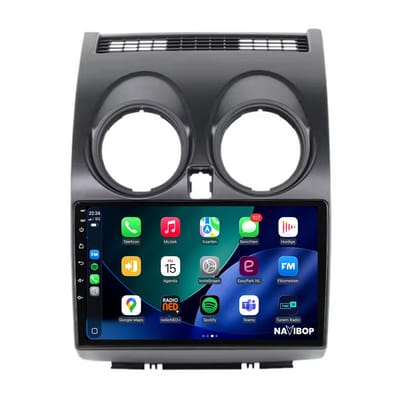 Geschikt voor Nissan Qashqai (2006 t/m 2013) | 9 inch Android 15.0 CarPlay autoradio | Draadloos CarPlay & Android Auto | 2GB RAM + 32GB | Mic, Camera (AHD) & DAB+ | Bluetooth & WiFi | NAVIBOP NB-1392 | Bouwjaar 2006 t/m 2013