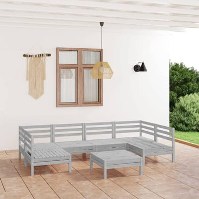 vidaXL - 7-delige - Loungeset - massief - grenenhout - wit