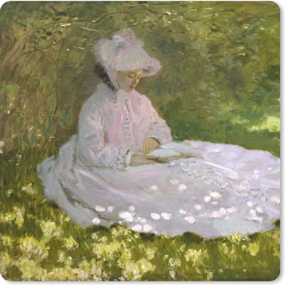 Muismat 20x20 cm - Mousepad Lezende vrouw - Claude Monet - Muismatten