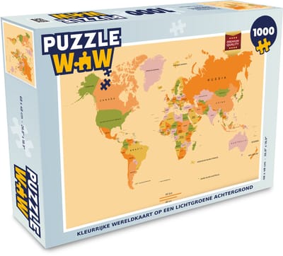 Puzzel Wereldkaart - Kleurrijk - Trendy - Legpuzzel - Puzzel 1000 stukjes volwassenen