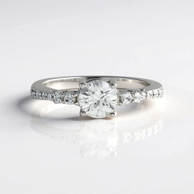 Cavill - Zilveren ring met Cambodjaanse zirkoon 0,765 ct - 925 Sterling zilver geplatineerd - Elegante ronde briljant geslepen ring - 0,965 ct totaal