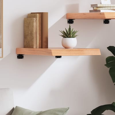 vidaXL - Wandschap - 40x60x(2-6) - cm - behandeld - massief - eikenhout - lichtbruin