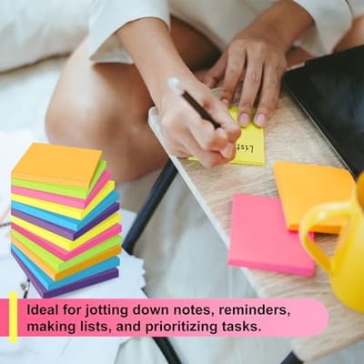 Kleurrijke Sticky Notes - 12 Pads Van 3"x3" - Zelfklevende Notities Voor Kantoor En School