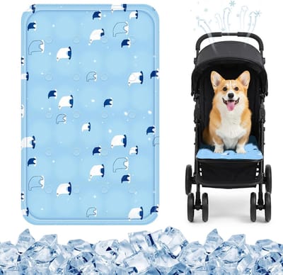 Koelmat voor Hond en Kat - Zelfkoelende Gel Mat - Waterdichte Huisdieren Koelmat - Wasbare Koelmat voor Hondenbench Autostoel Reis en Kinderwagen - Lichtblauw