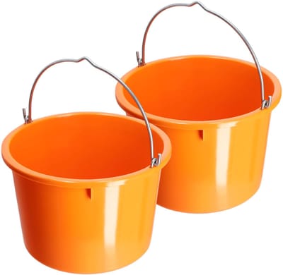 KADAX kunststof bouwemmer, mortelemmer met zinkdraad handvat, emmer, cementemmer, mortelemmer, gipsemmer, wateremmer, tuinemmer, kunststof emmer (20L 2 stuks blauw)