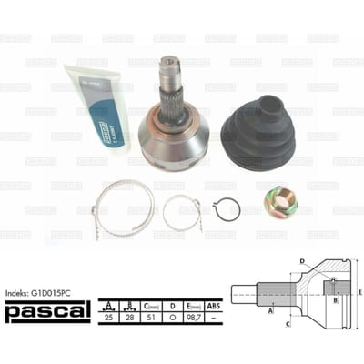 Homokineet reparatie set, aandrijfas PASCAL G1D015PC