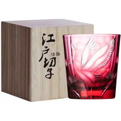 Nieuw Japans Edo Kiriko Pijnboom Kraan Whiskeyglas Handmatig Gesneden Old Fashioned Whiskey Tumbler Kunstwerk Wijnglas Brandy Snifter 260ml beige