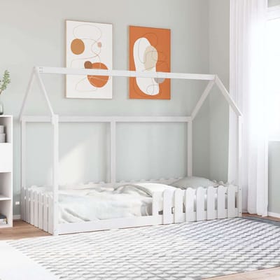 vidaXL - Bedhuis - wit - massief - grenenhout - 90x190 - cm