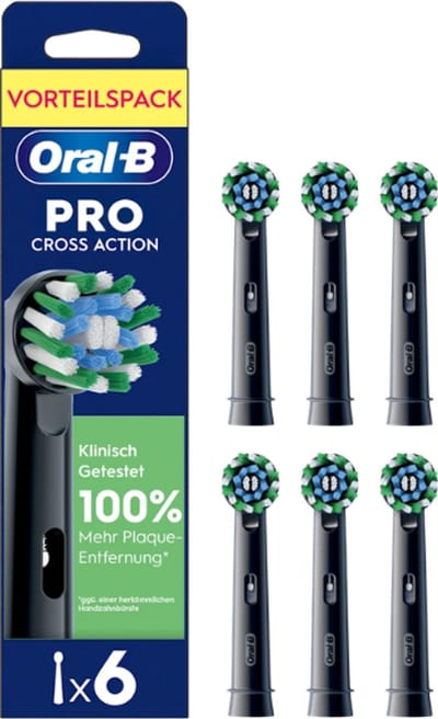 Oral-B Cross Action Pro - Opzetborstels - Met CleanMaximiser Technologie - Zwart - 6Stuks