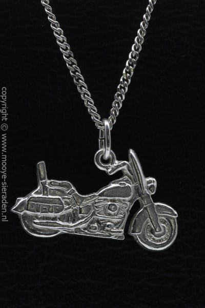 Zilveren Harley Heritage met beschermplaat ketting hanger