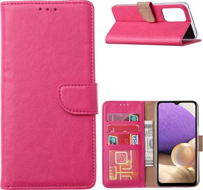 Hoesje Geschikt Voor Samsung Galaxy A33 hoesje bookcase Pink - Hoesje Geschikt Voor Samsung Galaxy A33 wallet case portemonnee hoesje - A33 5G Hoes met Pasjeshouder cover