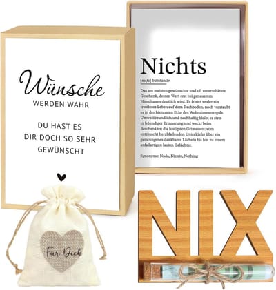 Origineel "Niets" Cadeau met Houten Kaart en Wensvuller