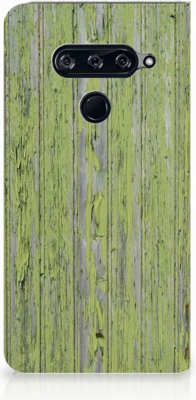 LG V40 Thinq Book Wallet Case Green Wood