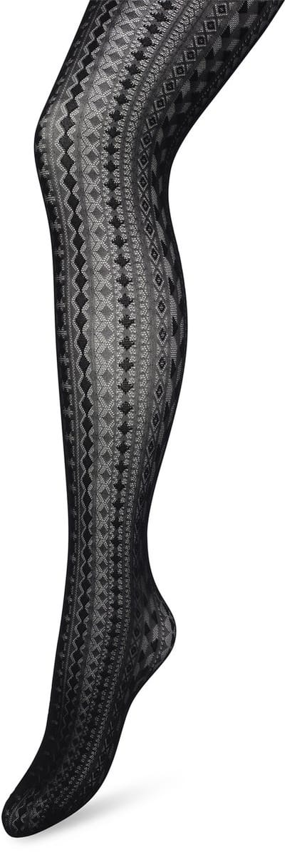 Bonnie Doon Grafische Panty 40 Denier Zwart Dames maat S/M - Grafisch - Print - Gladde Naden - Maximaal Draagcomfort - Chique Panty - Feestelijk - Geometrie Tights - Black - BP221902.101