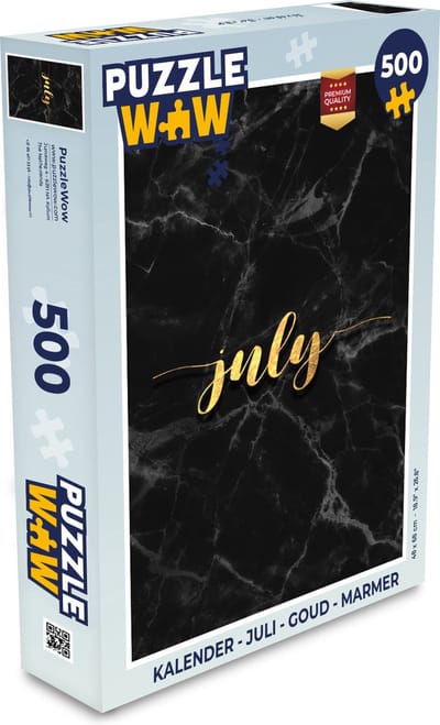 Puzzel Kalender - Juli - Goud - Marmer print - Legpuzzel - Puzzel 500 stukjes