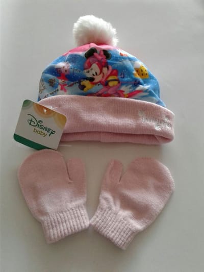 Minnie Mouse - baby - muts & handschoenen - maat 48 - Disney - 100% Acryl
