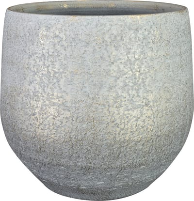 Ter Steege Plantenpot/bloempot - keramiek - metallic zilvergrijs/touch of gold - D26/H30 cm