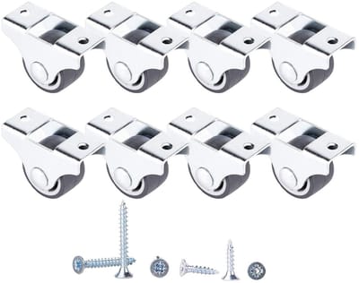 Bokwielen Set - Zwenkwielen Rubberen - Meubels Verplaatsen - Zwaar Gebruik 25 kg - 25 mm Diameter - Zilver