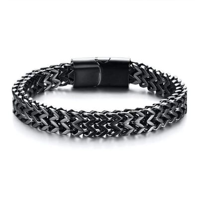 Bracelet en acier inoxydable tressé à double couche pour homme, style hip-hop, chaîne de fête personnalisée, bracelet en métal, bijoux cadeau 23cm
