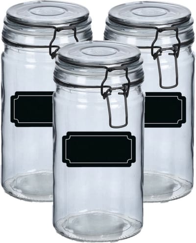 Weckpotten/inmaakpotten - 4x - 750 ml - glas - met beugelsluiting - incl. etiketten