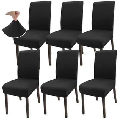Rekbare eetkamerstoelhoezen set van 6 - Universele microvezel beschermers voor eetkamer, keuken, restaurant en hotel