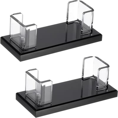 Acryl Visitekaarthouder voor Bureau - Set van 2 Stuks - Transparant & Zwart
