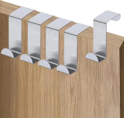 Set van 5 RVS Deurhaken - Omkeerbare Wandhaken voor Badkamer, Slaapkamer en Keuken - Makkelijk Te Bevestigen Zonder Boren