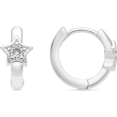 Luxenter Oorbellen met een diameter van 10 mm, zilveren afwerking en schitterende zirkonia - Ktyu