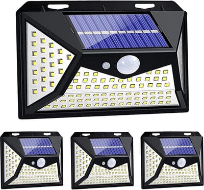 118 LED Solar Buitenlamp met Bewegingssensor - 4 stuks - Waterdichte Zonne-energie Wandlampen voor Tuin en Oprit