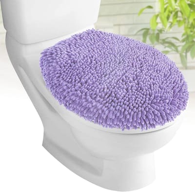Toiletbril deksel - Toiletzitting hoes - Comfort in de WC - Pluche microvezel - Past op de meeste deksels - Lavendel