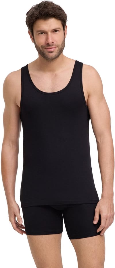 FALKE Daily Comfort 2-Pack huidvriendelijk elastisch katoen top van onderlaag heren zwart - maat S