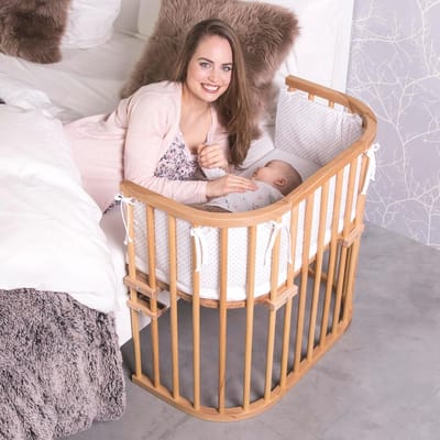 Compact en Veranderbaar Bijzetbed van Massief Beukenhout - Hoogte Verstelbaar en Milieuvriendelijk Babybed