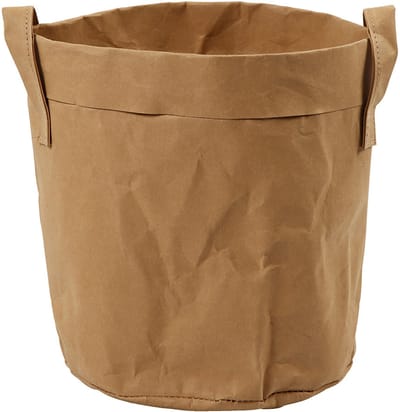 Faux Leather opslagzak, H: 20 cm, d 19,5 cm, 350 gr, lichtbruin, 1 stuk
