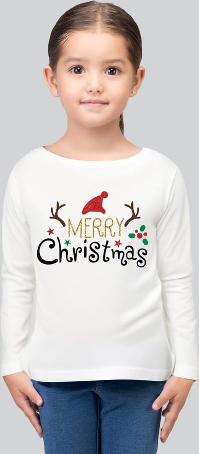 Starry Indigo - Kids (unisex) T-shirt / Kerstkleding / Christmas Familie bijpassende glitter outfits | Wit | Maat 146/152