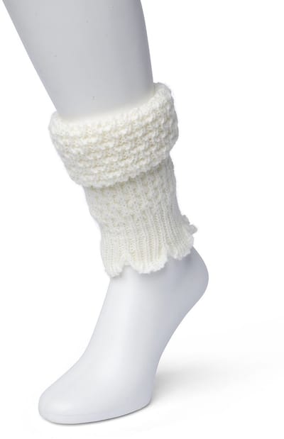 Bonnie Doon Honeycomb Boot Top Dames Off White - Korte Beenwarmer - Honinggraatmotief - Heerlijk warm - Boven de Laarzen/Wandelschoenen/Sneakers - Warme Enkels - Wol - Grof Gebreid - Gebroken Wit - Crème - Ivoor - Ivory - BN351789.250