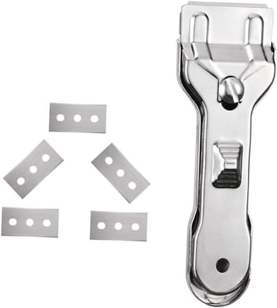 Schraper Set - Reinigingsschrapers - Kookplaat Schoonmaken - Krasvrij Ontwerp - 13.5 CM - Zilver